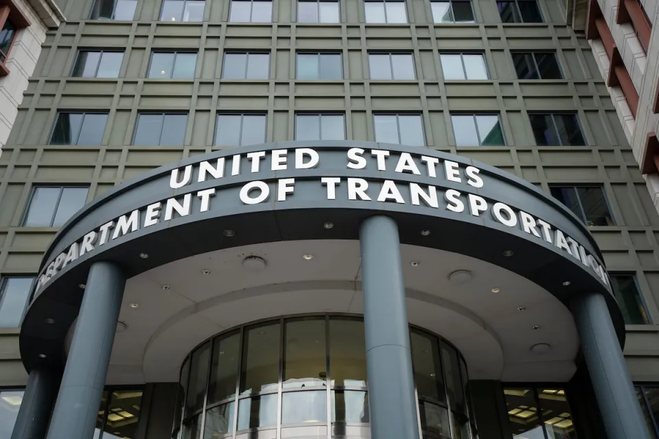 Sign above entrance of United States Department of Transportation.